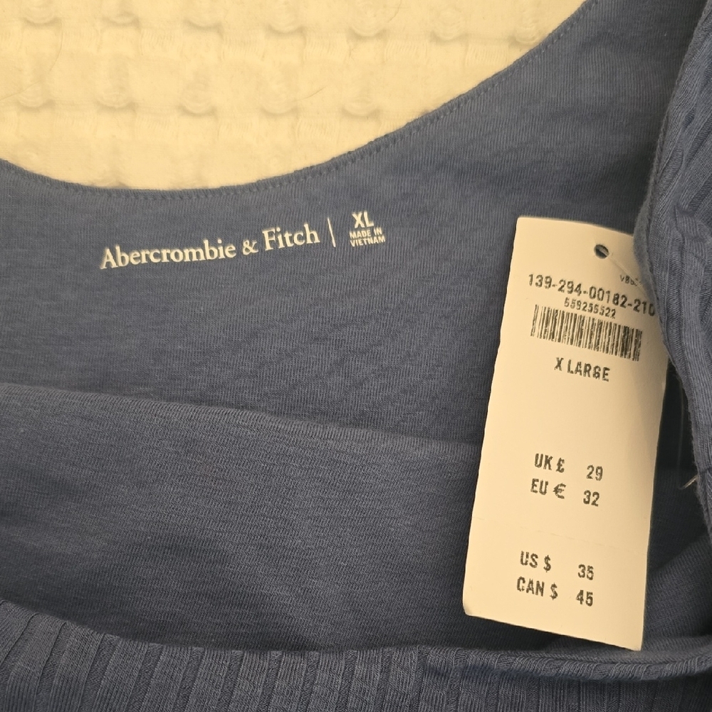 Abercrombie & Fitch Ribbed Blue Short Sleeve Top - Picture 4 of 5